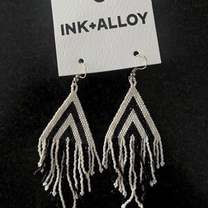 ink + alloy Black and White Beaded Earrings